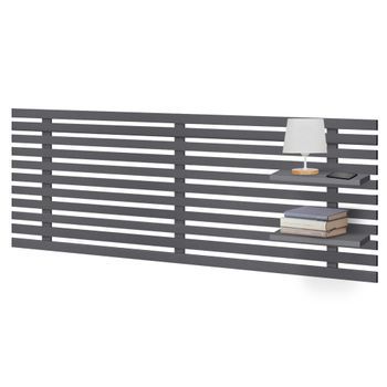 Dhome Cabecero Con Estantes De Madera Reciclada Dm Colgante Pared Estilo Palet Japones 135x46cm Cama Vintage Nordico (135cm, Gris Sólido)
