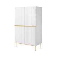 aparador blanco 2 puertas con pie de metal dorado 100 x 160 cm