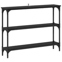 mesa consola con estante roble negro 100 x 225 x 75 cm