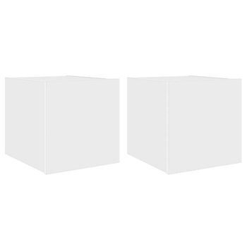 2 Uds Muebles Tv De Pared | Mueble De Salón | Armario Tv Con Luces Led Blanco 30,5x35x30 Cm