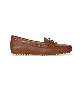 Lauren Ralph Lauren para mujer. 802967751002 Mocasines Wylie de piel de napa marrón (36), Plano, Ninguno, Casual, Clásico