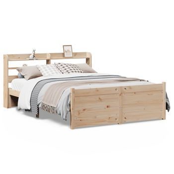 Cama Matrimonial | Cama Doble | Estructura De Cama Con Cabecero Madera Maciza Pino 160x200 Cm Cfw54600