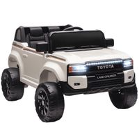 aiyaplay coche electrico para ninos toyota land cruiser 12v con mando a distancia edad 3-6 anos blanco   aosom espana