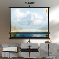 pantalla de proyeccion - homcom - pantalla 4k hd 43 - soporte de tripode - altura ajustable - 131x92x203cm - blanco y negro