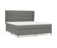 cama box spring con colchon tela gris oscuro 180x200 cm diseno de botones