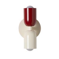 aplique de pared doble e27 de metal rojo y crema h20 cm