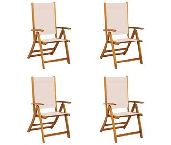 Vidaxl sillas de jardín plegables 4 uds madera maciza acacia textileno