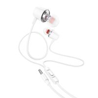 auriculares hoco m107 con cable jack 35 mm para uso diario con microfono y control blancos