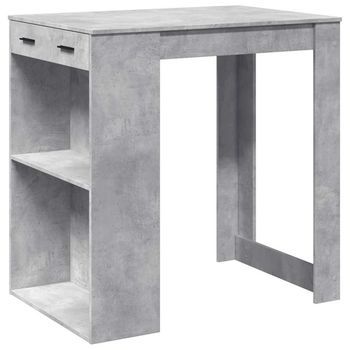 Mesa Alta De Bar Madera Ingeniería Gris Hormigón 102x70x103,5cm Vidaxl