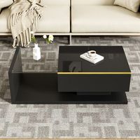 mesa auxiliar de 100 cm de largo color negro brillante mesas auxiliares mesas bajas con cristal y efecto led