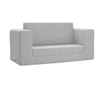 Sofá cama infantil - sofá convertible para niños 2 plazas felpa suave gris claro