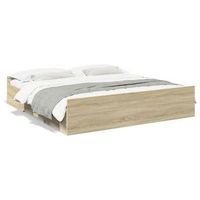 cama matrimonial  cama para adultos  cama con cajones madera ingenieria roble sonoma 200x200 cm