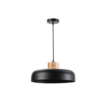 Lámpara de techo Hebe negra de metal y madera Ø39 cm E27