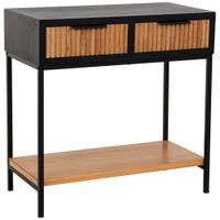recibidor 2 cajones madera y metal 80x42x79