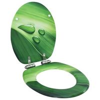 asiento wc tapa de cierre suave mdf verde diseno gotas de agua vidaxl