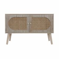 aparador bajo estilo boho con 2 puertas de madera marron