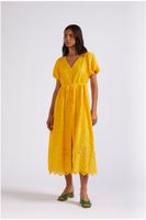 vestido tipo camisero en sangallo yellow s