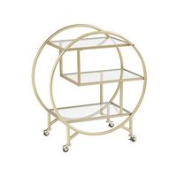 carrito de cocina de metal dorado vidrio 50 x 34 cm ruedas 3 estantes glamour sala de estar colton
