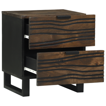 Pack 2 Uds Mesas De Noche | Mesilla De Noche | Cabinete De Noche 40x33.5x46 Cm Madera Maciza De Mango Cfw89328