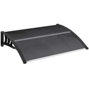 Outsunny Marquesina de Protección contra Sol y Lluvia 100x75x23 cm con Cubierta de Policarbonato para Puertas y Ventanas Negro