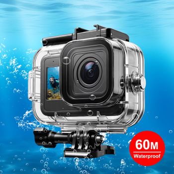 PULUZ-carcasa protectora impermeable para buceo, 60m, para GoPro MISSION 1/1 PRO, cubierta de carcasa subacuática y láminas antiniebla, accesorios