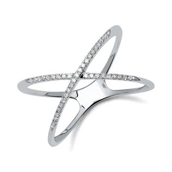 Anillo x en oro blanco 14 quilates con diamantes