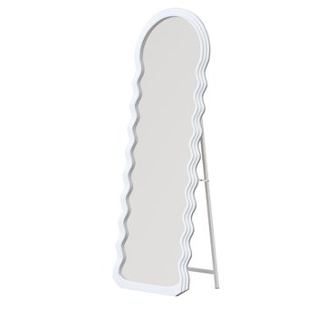 Espejo de pie ondulado de cuerpo entero blanco