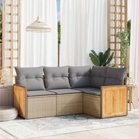 conjunto de sofas jardin con cojines 4 uds  mueble jardin mesa y sillas ratan sintetico beige cfw415968