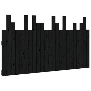 Cabecero De Cama De Pared Madera Maciza Pino Negro 146,5x3x80cm Vidaxl