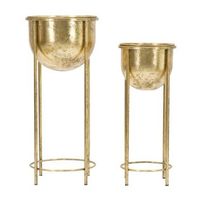 juego de 2 maceteros de metal dorado con soporte o cm 27x62-215x52