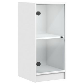 Armario Auxiliar Con Puertas De Vidrio Blanco 35x37x75,5 Cm Vidaxl