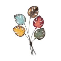 decoracion pared de metal monstera multicolor 67x100x4 cm