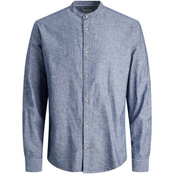 Jack & Jones Camisa manga larga 12248385 JJESUMMER BAND LINEN BLEND SHIRT LS SN FADED DENIM para hombre
