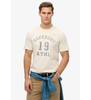 Superdry para hombre. M1012176A Camiseta Athletic Essential blanco roto (S), Casual, Algodón, Manga corta
