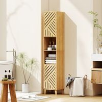 columna de bano de bambu melamina homcom 32x30x170 cm natural