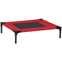 pawhut cama elevada portatil para mascotas perros gatos malla transpirable tela oxford marco de acero 76x61x18 cm rojo   aosom espana