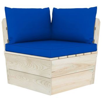 Sofá De Esquina De Palets De Jardín | Sofá De Exterior Cojines Abeto Impregnado