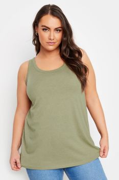 Yours Camiseta Lisa Verde Salvia Sin Mangas, Mujer Curvy Y Tallas Grandes, Yours