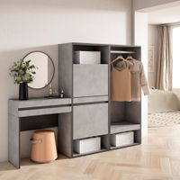 consola entrada efecto madera cemento 190x35x145cm