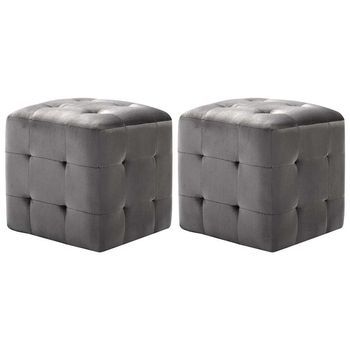 Mesitas De Noche 2 Unidades Terciopelo Gris 30x30x30 Cm Vidaxl
