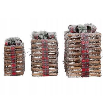 Wellhome Decoración Navideña – Juego De 3 Cajas De Regalos Con Luces Led