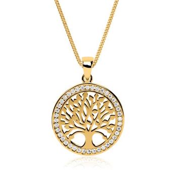 8 quilates gold circonita tree of life cadena colgante