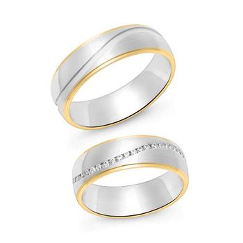 Anillos para pareja de plata 925, parcialmente chapados en oro