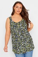yours top negro de flores con tirantes anchos mujer curvy y tallas grandes yours