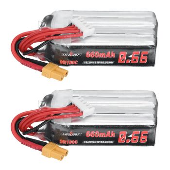 Batería LiPo URUAV 15.2V 660mAh 90C 4S con conector XT30 para el dron de carreras FPV GEPRC Cinelog30 V3