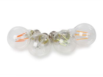HQ-Power Bombilla LED, vidrio transparente, E27, 4 piezas