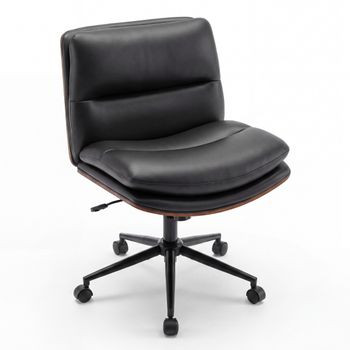 Costway Silla de Escritorio Ergonómica Silla de Oficina sin Brazos con Altura Ajustable de 85-93 cm Respaldo Reclinable y Asiento Acolchados Negro