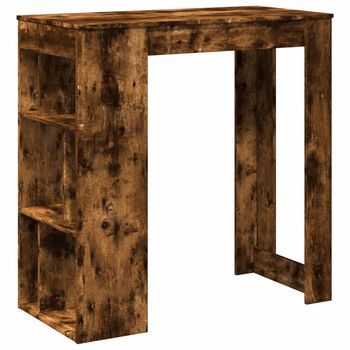Mesa Alta Bar | Mesa De Bistró Con Estantes Roble Ahumado 102x50x103,5 Cm
