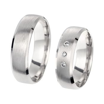 Alianzas oro blanco con diamantes ancho 6 mm
