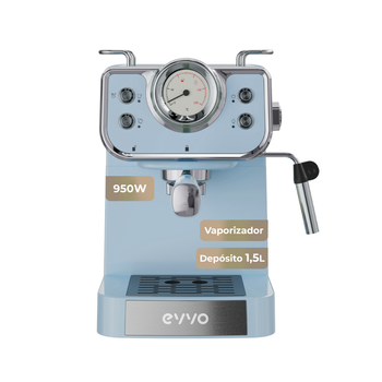 EVVO Cafetera Express Intensa Retro, 15 bares, cuerpo de acero, Espressos y Capuccinos, 950W, Doble salida, Depósito de 1,5 l